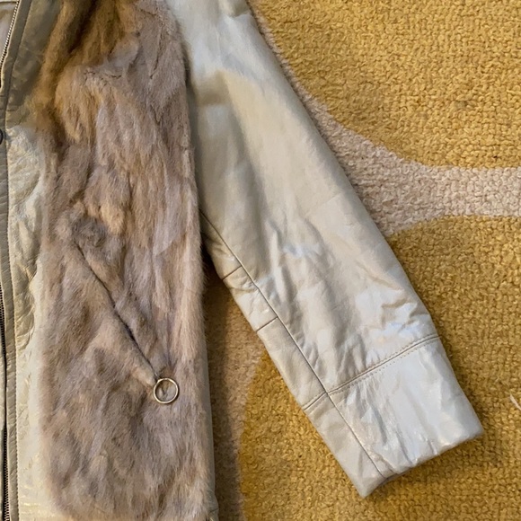 VINTAGE Dittrich leather fur large collar coat - Picture 5 of 7